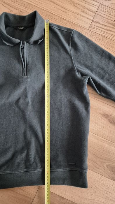 Ciemnozielony męski sweter z zamkiem i kołnierzykiem Massimo Dutti M