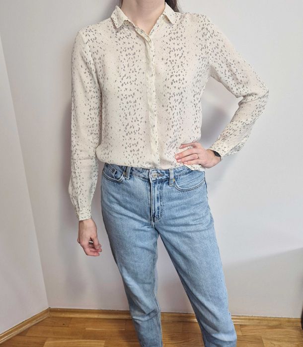 Piękna jasna jedwabna koszula Second Female 36 S, jedwab, silk, scandi