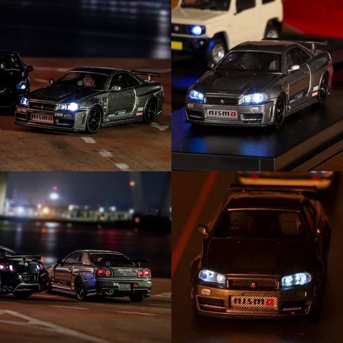 Kyosho 1/64 Nissan Skyline GT-R R34 NISMO Gray LED | Нова