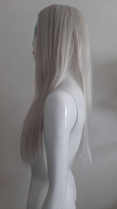 Парик платиновый блонд длинный прямые волосы без челки перука