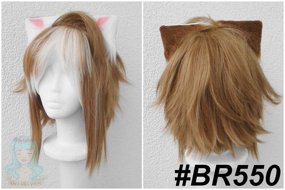 Genshin Impact Gorou z uszkami cosplay wig peruka brązowa krótka