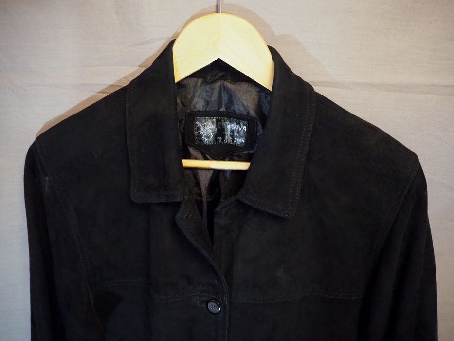 Czarny zamszowy żakiet „vintage” rozm. L/XL