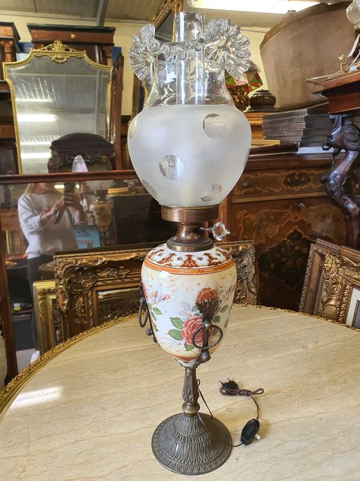 Lampa porcelana, mosiądz 66 cm