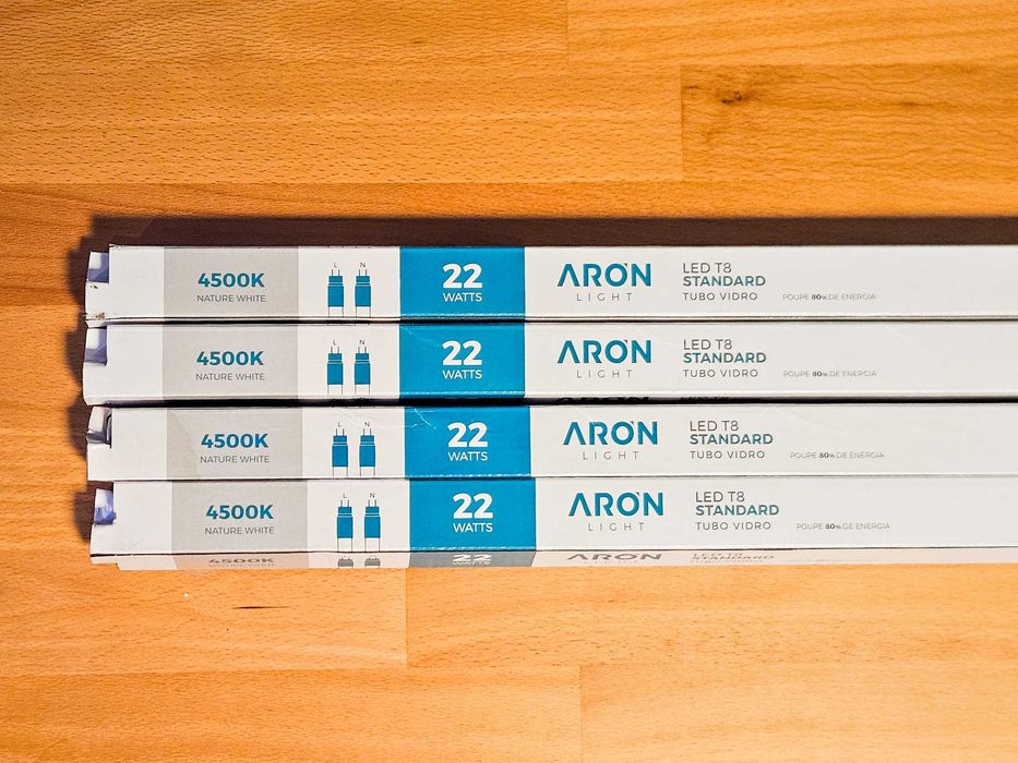 4x Tubo LED T8 150cm 22W 4500K G13 2 lados – ARON Light – NOVO (conj)