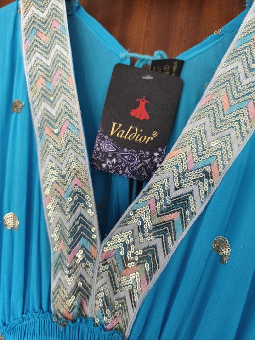 Vestido maxi turquesa