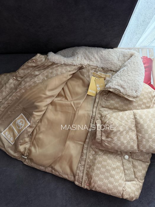 Нова жіноча куртка Michael Kors XS пуховик пуффер тепла бежева хакі оригінал осінь зима лого