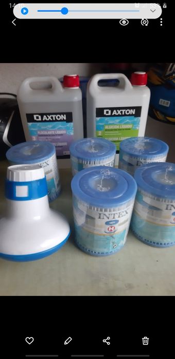 NOVO Filtros intex, Escovas, clarificador e Algicida Axton piscinas