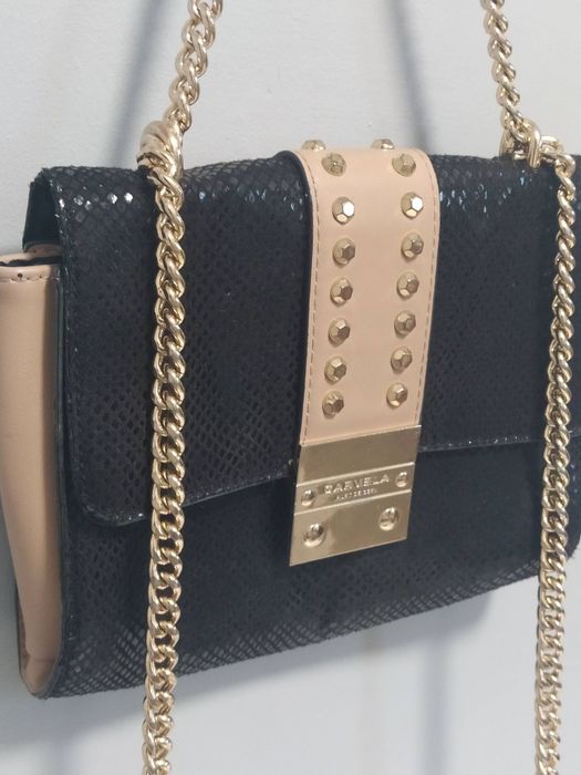 Elegancka torebka damska czarno beżowa