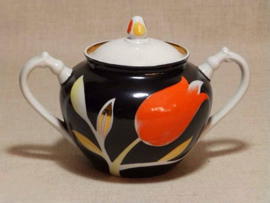 Чайный сервиз ТЮЛЬПАН Дулево фарфор СССР Красота! Сохранность ОТЛИЧНАЯ