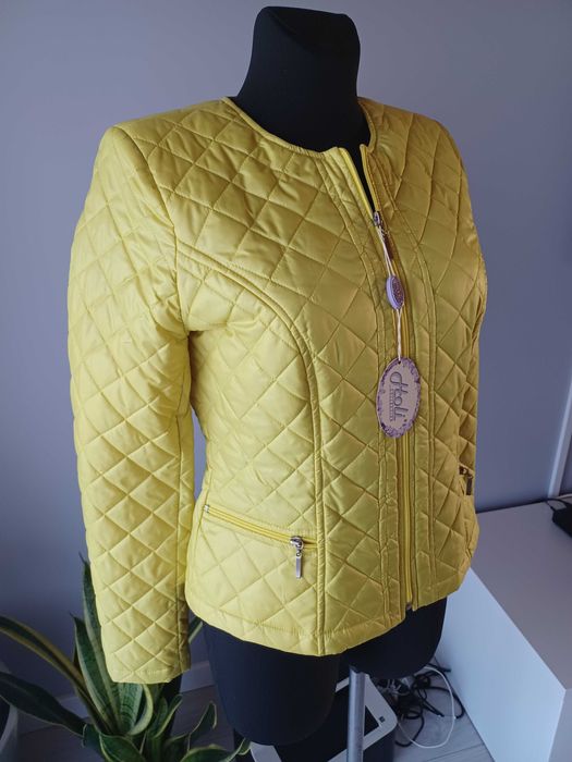 Kurtka damska HOLI pikowana żółta bez kaptura chanelka  R-38