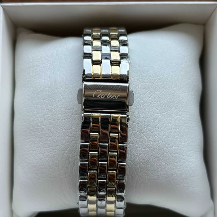 Жіночий годинник Cartier на браслеті комбінованого кольору  | Женские часы Cartier на браслете комбинированного цвета