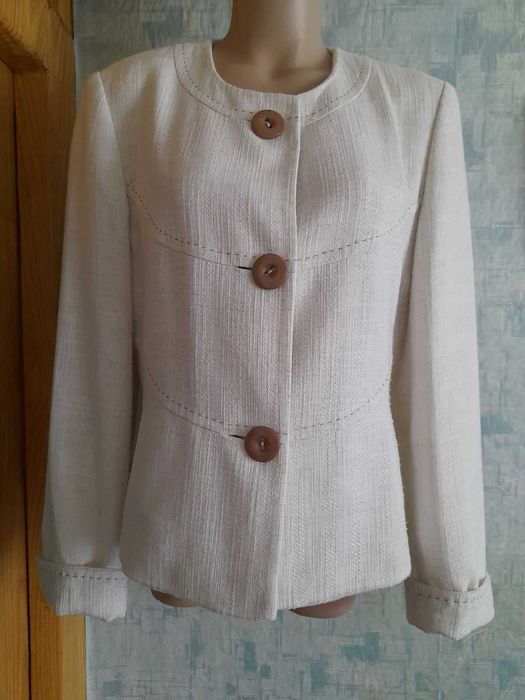 Піджак жакет на підкладці із відворотами на рукавах р 48