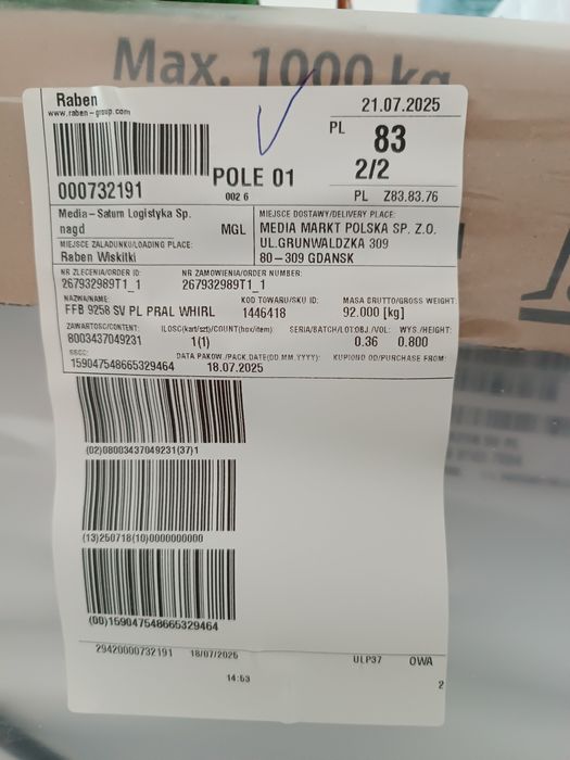 Pralka FFB 9258 SV PL