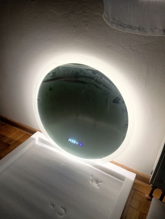 Lustro okrągłe podświetlane 50 cm ściemne NOWE