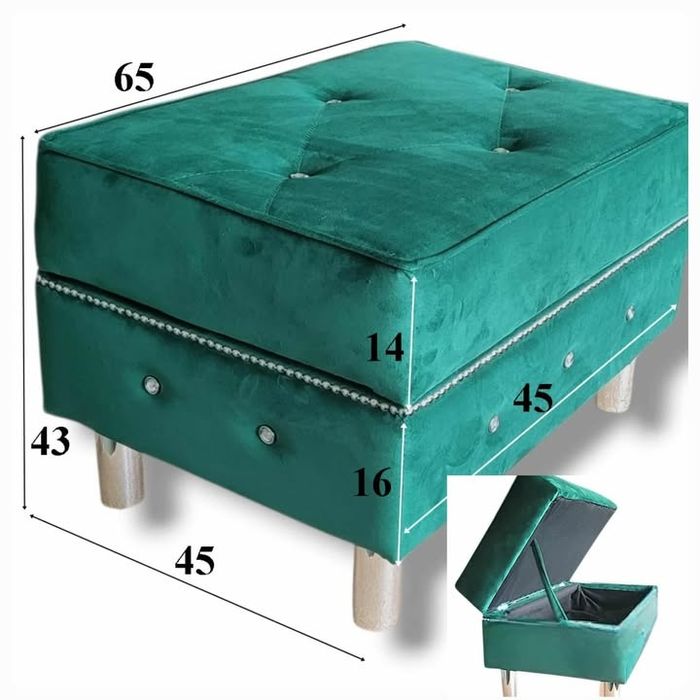 Kanapa rozkładana komplet zestaw wersalka fotel pufa podnóżek Glamour