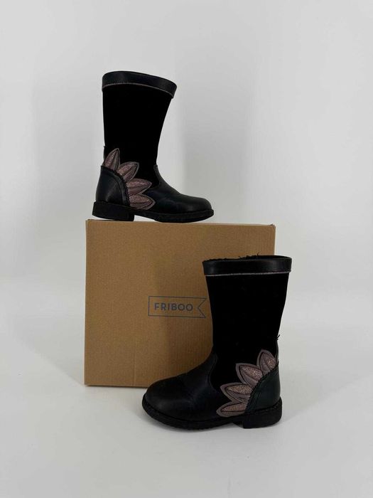 Friboo dziewczęce botki kozaki buty wysokie czarne eleganckie 27