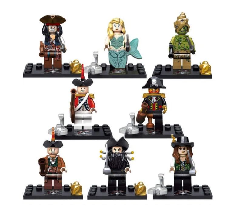 Klocki figurki piraci z karaibów zestaw 8 sztuk kompatybilne z Lego klocki piraci z karaibów