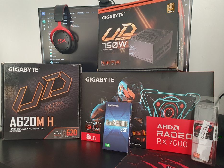 TORRE GAMING GIGABYTE R5 8400F / RX 7600 / 16G DDR5 5200mhz / NVME 1TB. Aceito retoma