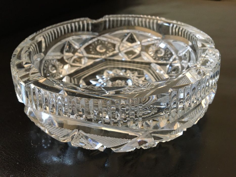 Szklana cukiernica popielniczka retro PRL