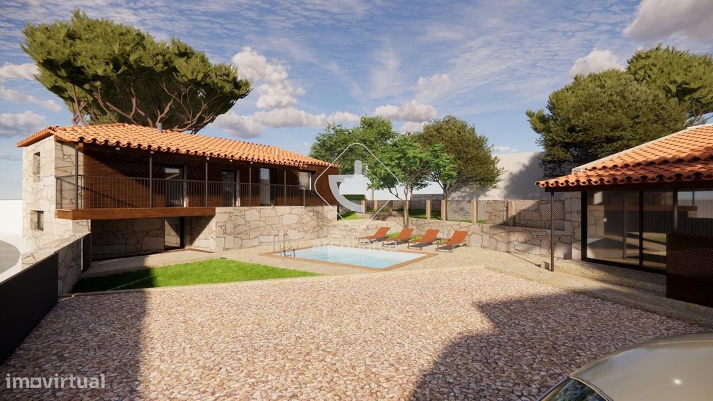 Projecto para reconstrução de duas construções com piscina, em Miranda