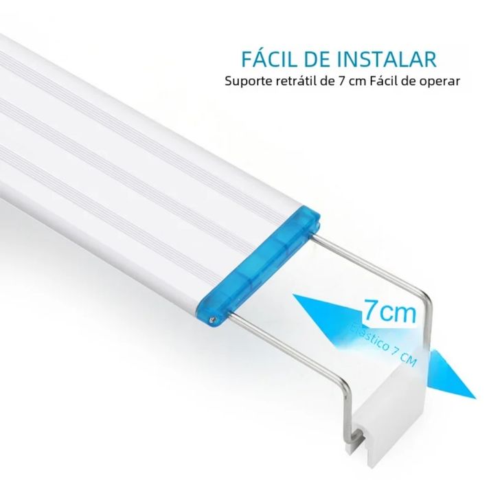 Iluminação para aquário 48 cm mais 14 cm extensíveis.