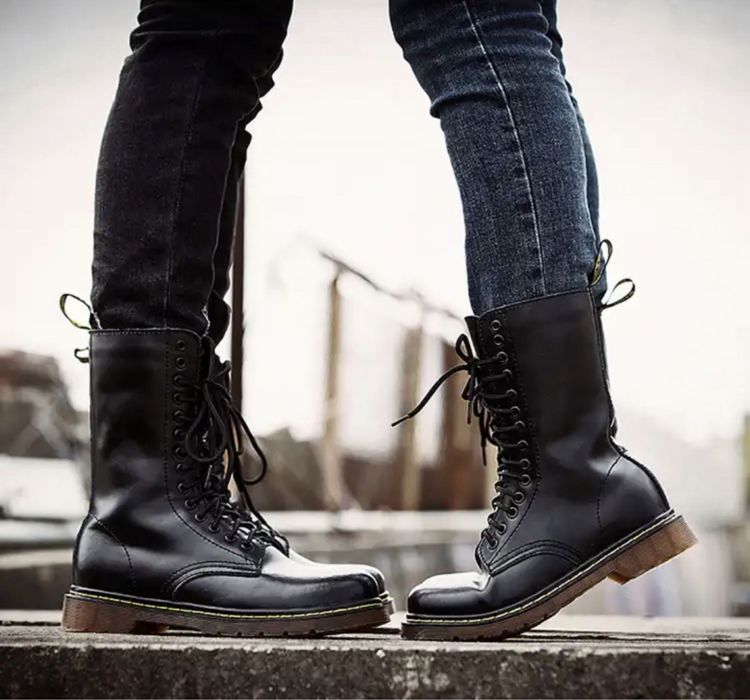 Glany Combat Boots oficerki kozaki 14 dziurek wysokie buty Dr Martin