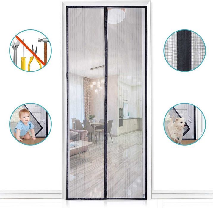 Moskitiera magnetyczna 70x210 cm na drzwi okna Apalus BF003 BLACK