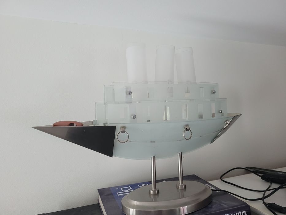 2 lampy sufitowa i nocna biurkowa statek parowiec żaglowiec