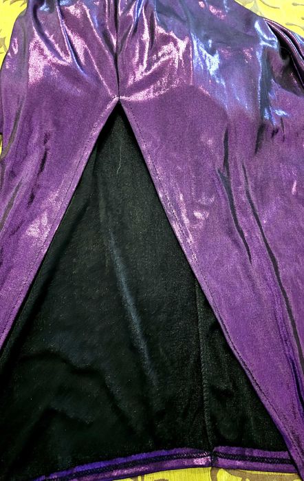 Vestido gala racha decote grego roxo púrpura brilhante usado uma vez