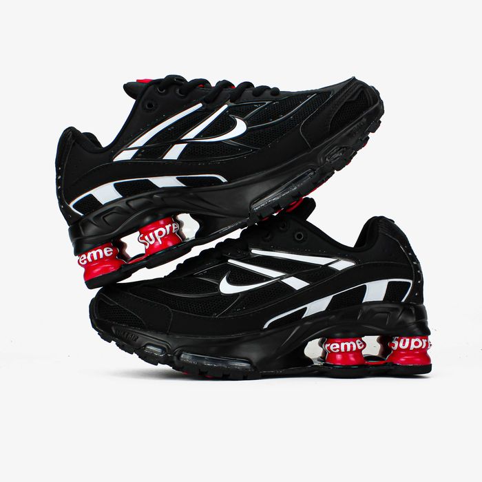Чоловічі кросівки Supreme x Nike Shox Ride 2 SP "Black/Electric Red" Розміри 40-45
