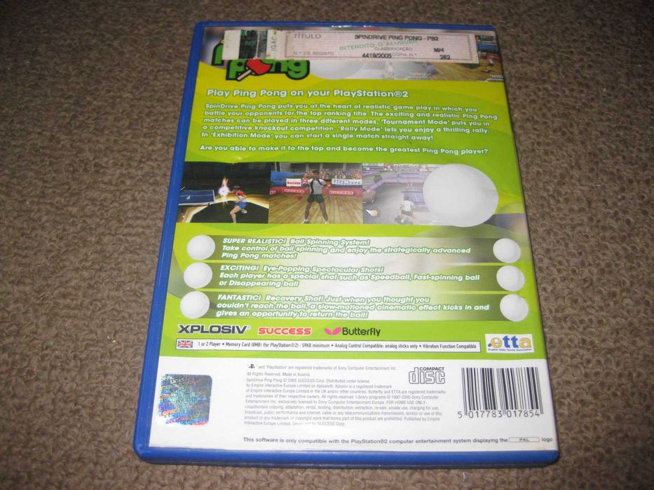 "Spindrive Ping Pong" Game for PS2/Complete!64284551205633121
