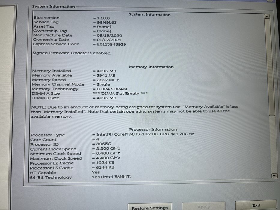 Материнська плата i5-10310U Dell Latitude 5410