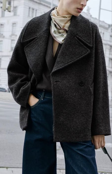 Шерстане oversize пальто укорочене S mango