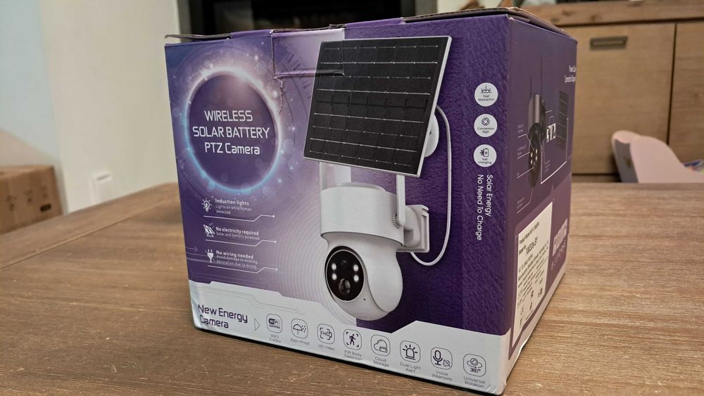 Kamera WiFi Zewnętrzna Obrotowa 4MP PTZ Zoom z Panelem Solarnym - Nowa