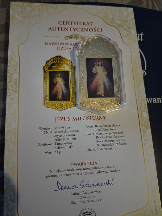 Medal Jezus Miłosierny ze skarbnicy narodowej