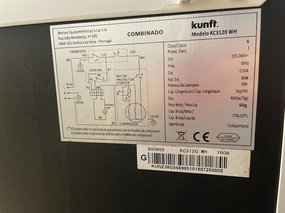 Frigorífico Kunft kc3120 wh