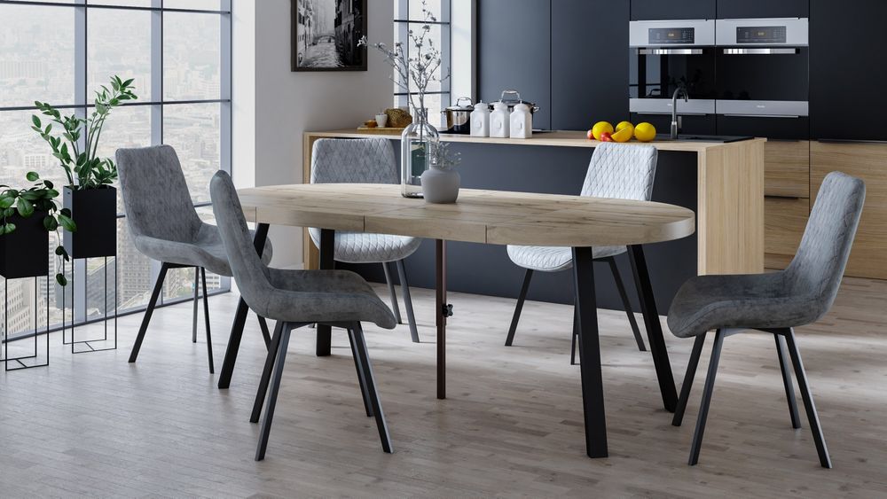 Stół okrągły, rozkładany, metalowe nogi, duży wybór koloru blatu