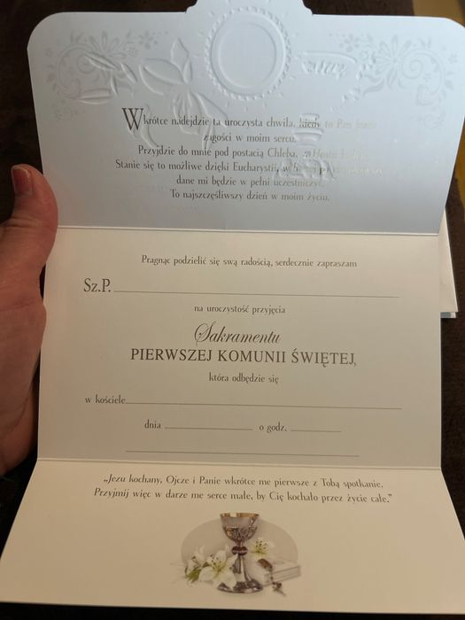 Zaproszenie / I komunia święta / dla chrzestnego ojca