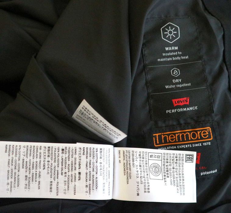 Levis Hyde Quilted męska pikowana bombera czarna kurtka rozmiar M