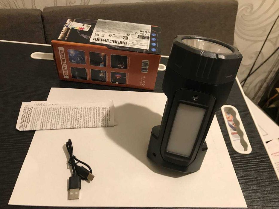 Ручний фонарь,прожектор 6 режимів,павербанк