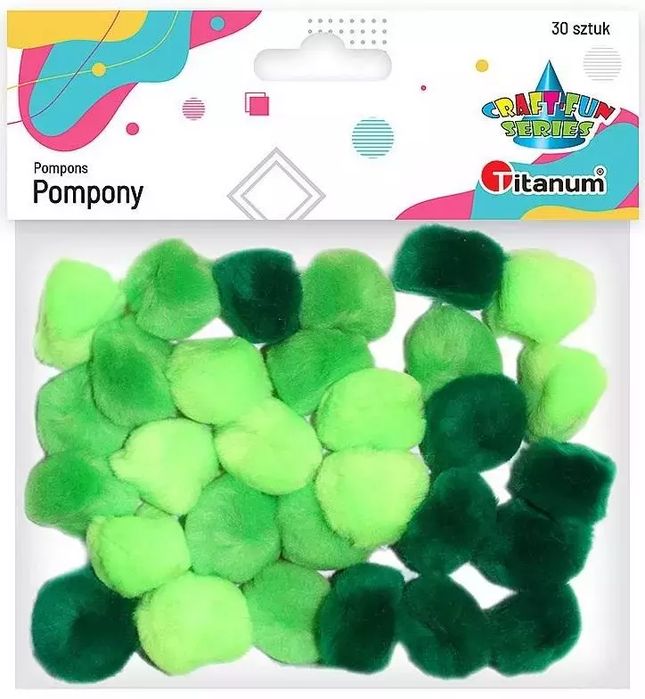 Pompony Akrylowe 25Mm Zielone 30Szt.. Nowy Produkt