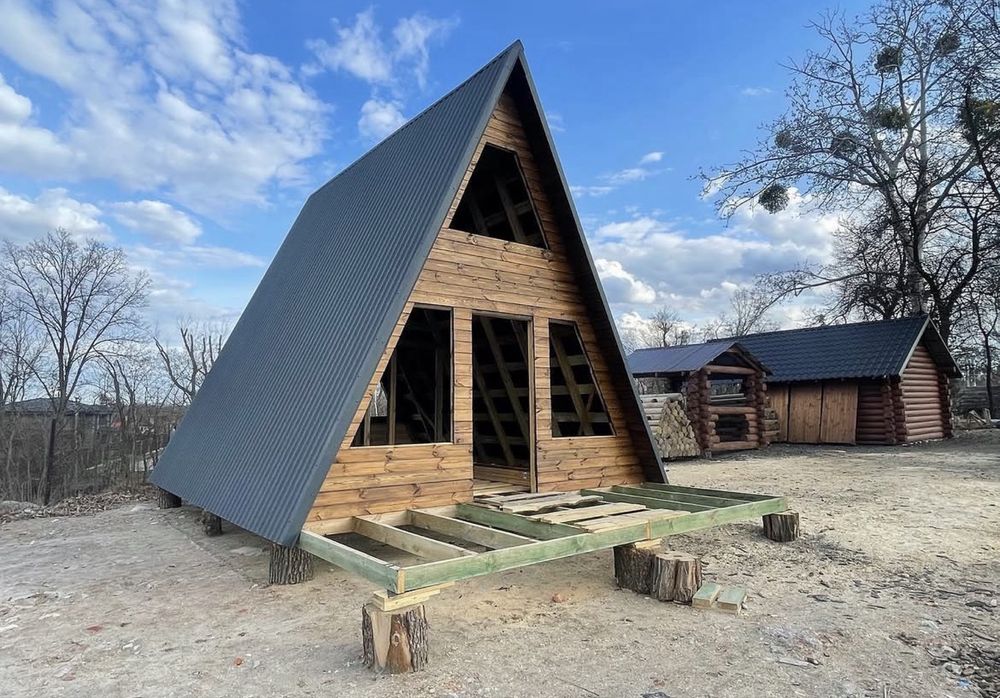 Баня сауна каркасні модульні будинки A-Frame Барнхаус під ключ