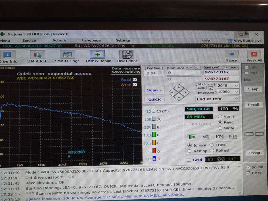 Надійний швидкий WD BLUE AZLX 3,5" HDD 500Gb 7200prm 32Mb SATAIII