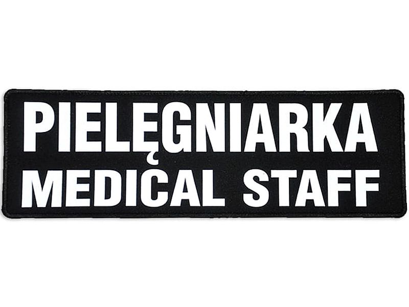 Emblemat PIELĘGNIARKA MEDICAL STAFF odblaskowy na rzepie 31 x 10 cm