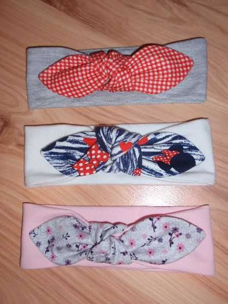 Opaska na głowę - dla dziewczynki - z kokardką - wiązana - zaplatana
