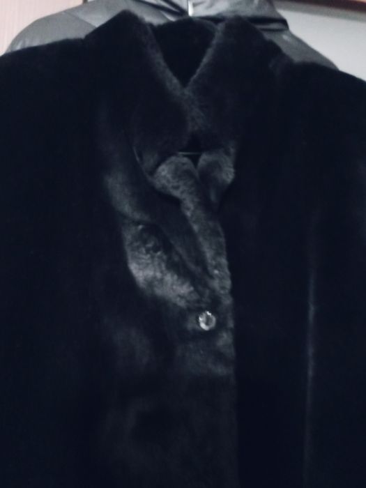 Futro czarne damskie sztuczne XL proste