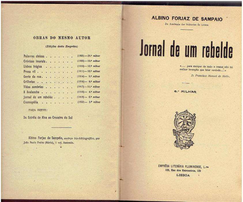 2700 - Literatura - Livros de Albino Forjaz de Sampaio (Vários)