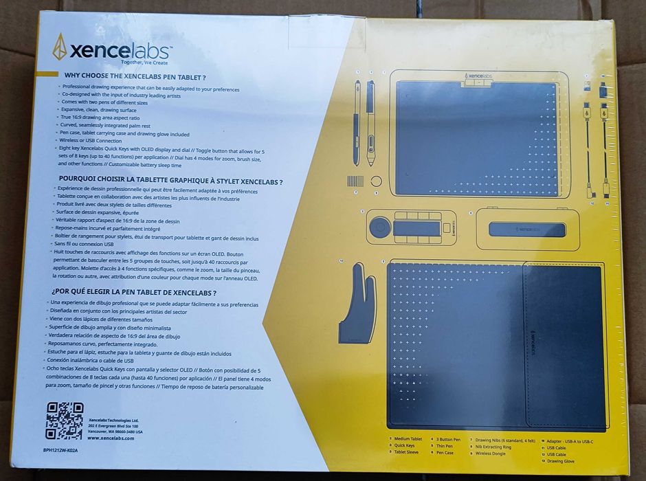 Tablet graficzny Xencelabs Medium bundle zestaw w folii pilot, 2xpióro