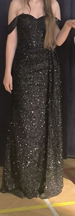 Sukienka czarna XS długa okazjonalna