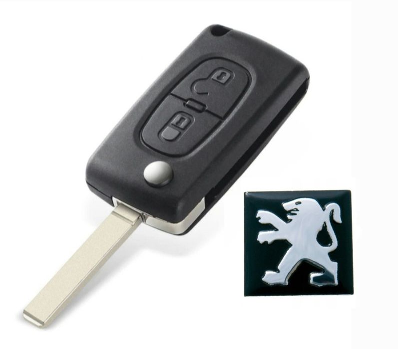 *NOWA* Obudowa kluczyka pilota PEUGEOT + naklejka logo emblemat